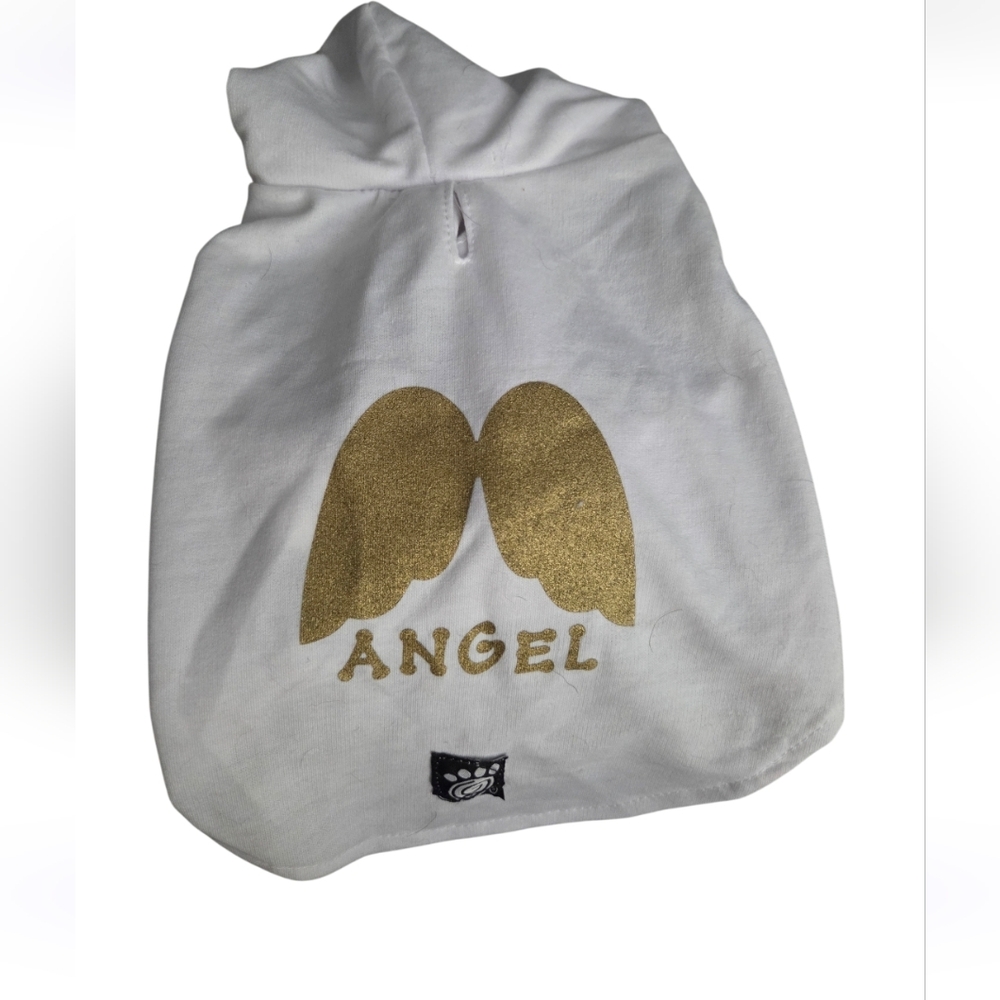NWT White Hoodie with Gold Angel Wings For Dog Sz S